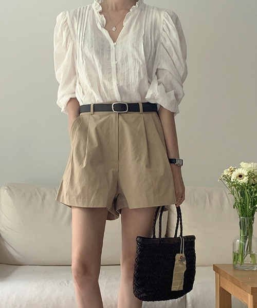 VitaFelice（ヴィータフェリーチェ） ブラウス シャツ スタンドフリルV