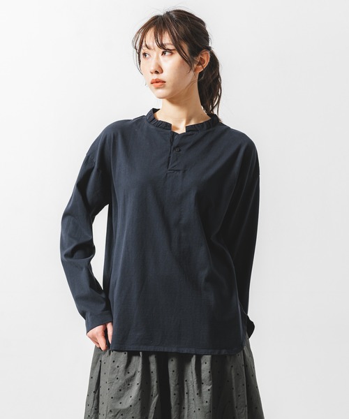 tシャツ 40/2CM天竺ヘンリーネックプルオーバー レディース quadro tシャツ 40/2CM天竺ヘンリーネックプルオーバー