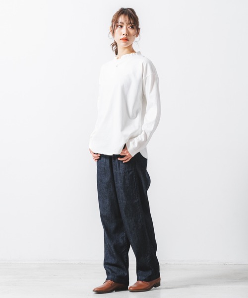 quadro tシャツ 40/2CM天竺ヘンリーネックプルオーバー