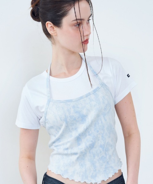 tシャツ A'GEM/9 × .kom「 FANCY CLUB/ファンシークラブ」 TIE-DIE RIBBON LAYERED TEE/タイダイリボ