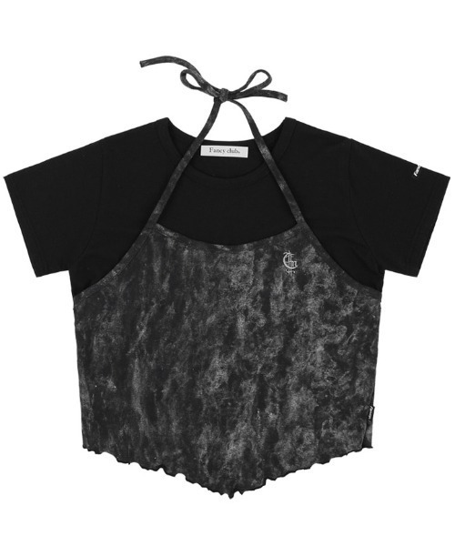 tシャツ A'GEM/9 × .kom「 FANCY CLUB/ファンシークラブ」 TIE-DIE RIBBON LAYERED TEE/タイダイリボ FANCY CLUB tシャツ A'GEM/9 × .kom「 CLUB/ファンシークラブ