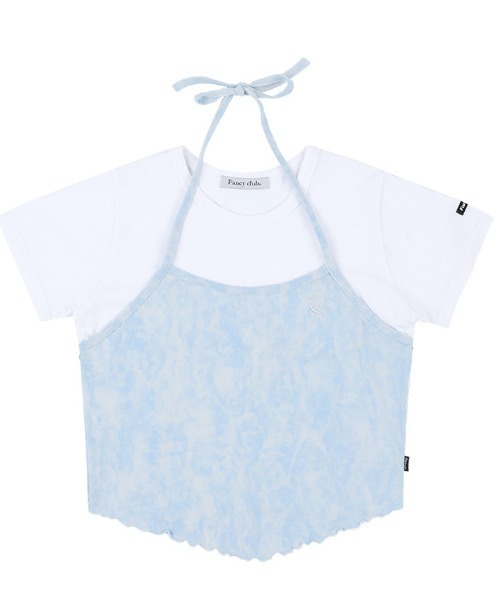 tシャツ A'GEM/9 × .kom「 FANCY CLUB/ファンシークラブ」 TIE-DIE RIBBON LAYERED TEE/タイダイリボ FANCY CLUB tシャツ A'GEM/9 × .kom「 CLUB/ファンシークラブ