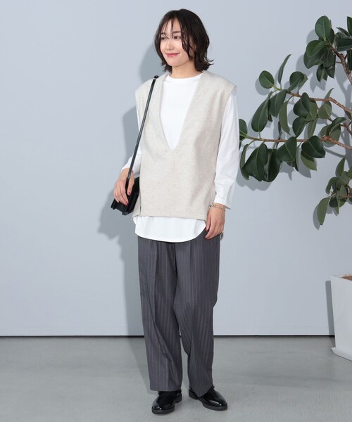 tシャツ BEAMS HEART / Vネックベスト×ロングTシャツ セット レディース BEAMS HEART（ビームス ハート）Vネックベスト ロングTシャツ
