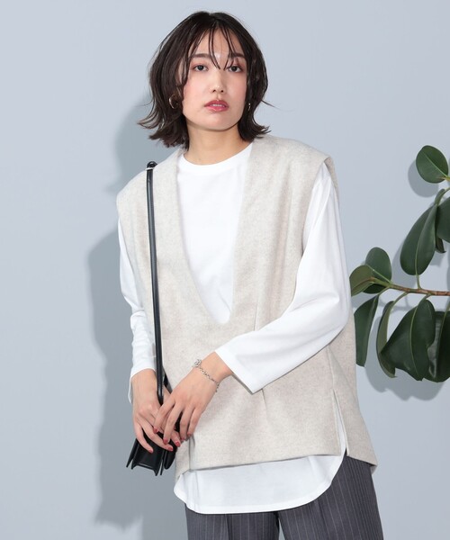 tシャツ BEAMS HEART / Vネックベスト×ロングTシャツ セット レディース BEAMS HEART tシャツ / Vネックベスト×ロングTシャツ セット