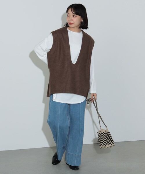 tシャツ BEAMS HEART / Vネックベスト×ロングTシャツ セット レディース BEAMS HEART tシャツ / Vネックベスト×ロングTシャツ セット