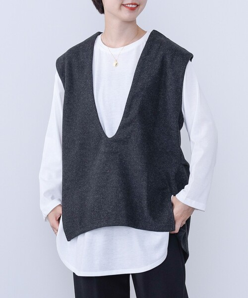 tシャツ BEAMS HEART / Vネックベスト×ロングTシャツ セット レディース