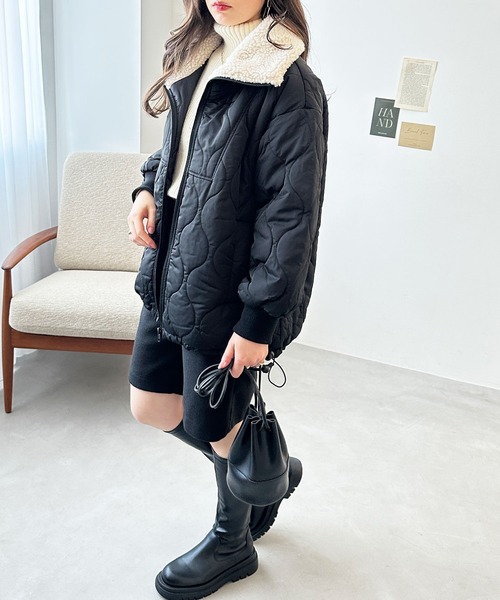 n.f.（エヌエフ） キルティングブルゾン MEDIUM カーキ レディース