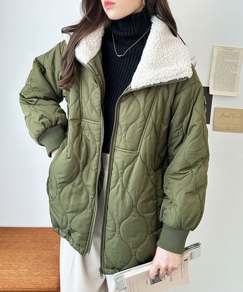 n.f.（エヌエフ） キルティングブルゾン MEDIUM カーキ レディース