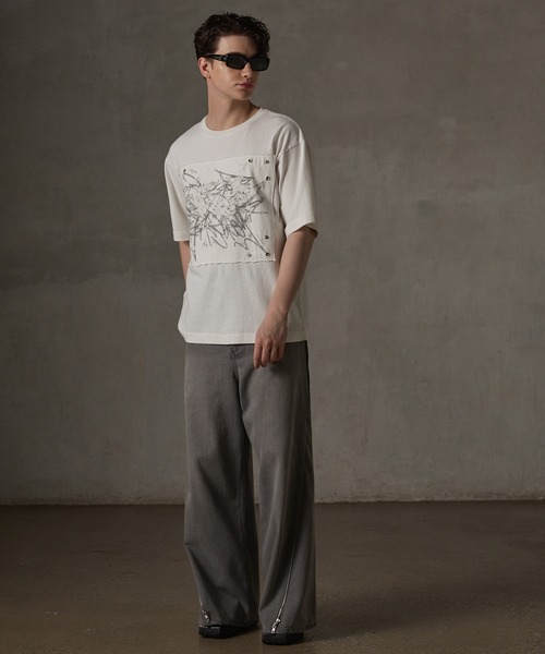 GRANCY tシャツ 「GRANCY」Scribble Graphic Pigment Tee