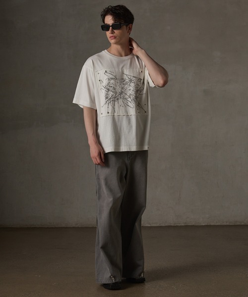 GRANCY グラフィックTシャツ ボーダー GRANCY】Patterned All Over Rhinestone Graphic Longsleeve