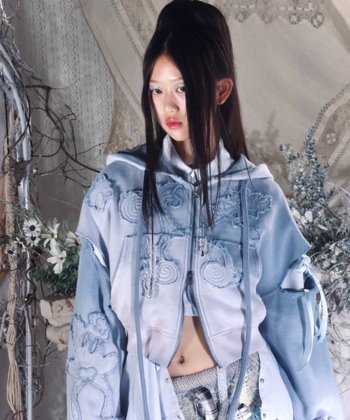 パーカー rurumu:/ルルムウ/Ainsel applique gradation hoodie レディース メンズ rurumu: パーカー rurumu:/ルルムウ/Ainsel applique gradation