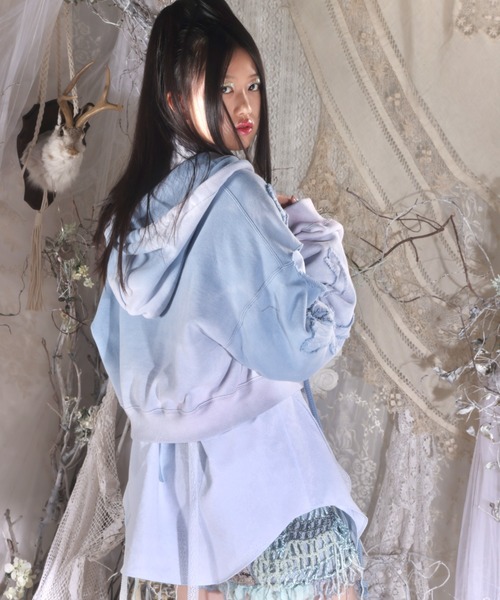 パーカー rurumu:/ルルムウ/Ainsel applique gradation hoodie レディース メンズ rurumu: パーカー rurumu:/ルルムウ/Ainsel applique gradation