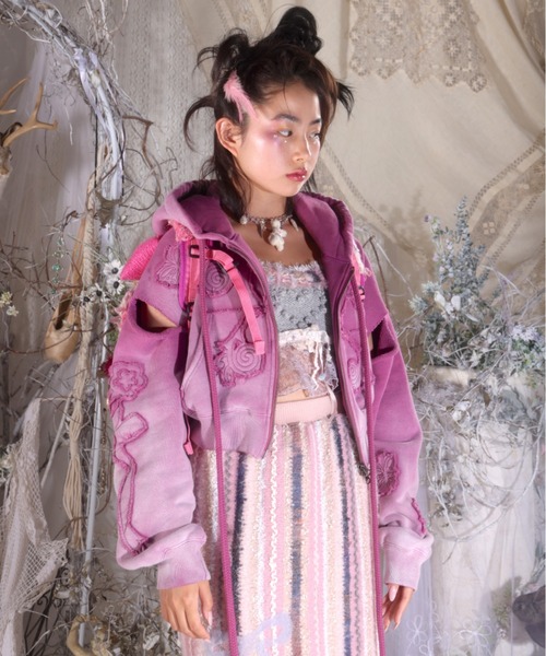パーカー rurumu:/ルルムウ/Ainsel applique gradation hoodie レディース メンズ rurumu: パーカー rurumu:/ルルムウ/Ainsel applique gradation