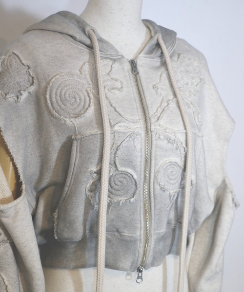パーカー rurumu:/ルルムウ/Ainsel applique gradation hoodie レディース メンズ rurumu: パーカー rurumu:/ルルムウ/Ainsel applique gradation