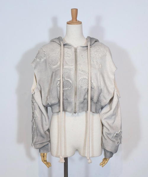 パーカー rurumu:/ルルムウ/Ainsel applique gradation hoodie レディース メンズ rurumu: パーカー rurumu:/ルルムウ/Ainsel applique gradation