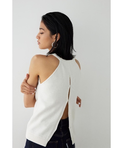 ALEXIA STAM タンクトップ ノースリーブ Halterneck Back Slit