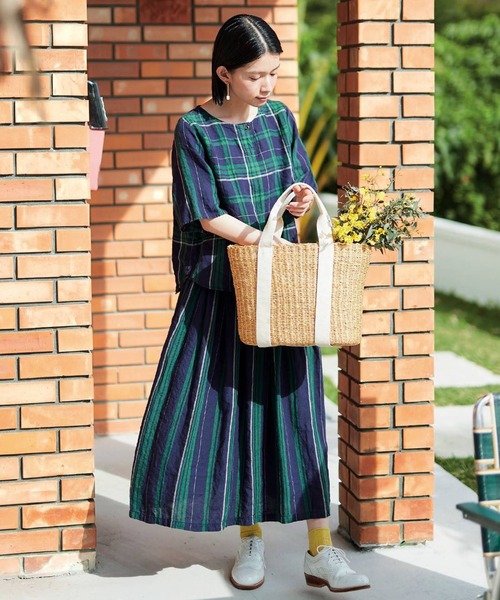 【Massimo dutti】シワ加工入りストライプスカート Sunny clouds スカート サニークラウズ 麻だけのストライプ