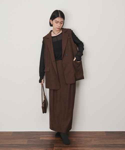 Shelly island（シェリーアイランド） スカート タックロングスカート