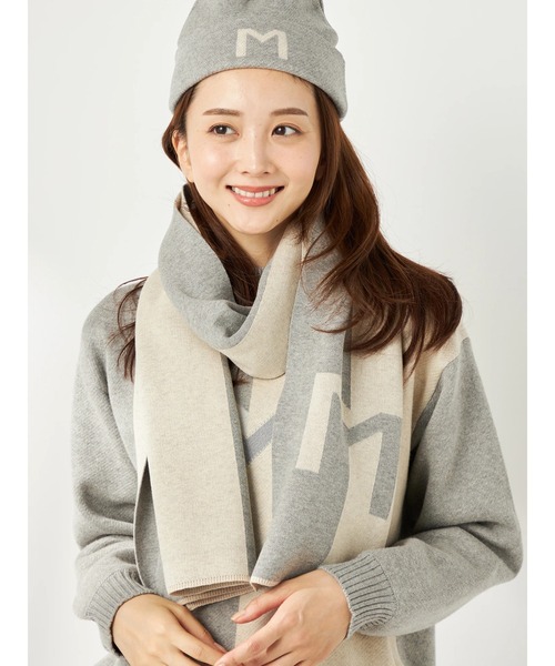 Moncler ケーブル編み ニットマフラー グレー MONCLER ケーブルマフラー グレー