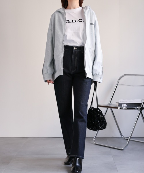 パーカー 「ユニセックス」胸元刺繍/ロゴ入り ジップアップスリーブフーディー/パーカー/裏起毛 レディース メンズ | CREARE -LINO- | 16