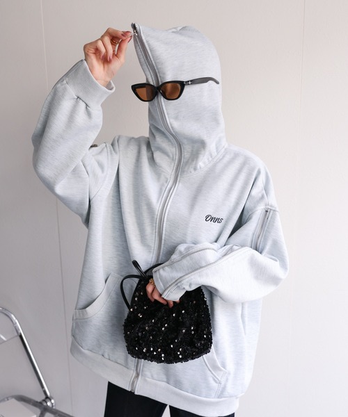 パーカー 「ユニセックス」胸元刺繍/ロゴ入り ジップアップスリーブフーディー/パーカー/裏起毛 レディース メンズ | CREARE -LINO- | 02