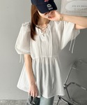 ブラウス シャツ 夏 半袖 軽やかで上品。シア...の詳細画像1