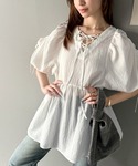 ブラウス シャツ 夏 半袖 軽やかで上品。シア...の詳細画像2