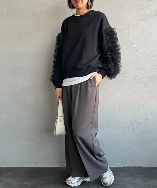 【MUVEIL】フリルデザインスウェット　美品 MUVEIL】フリルデザインスウェット 美品