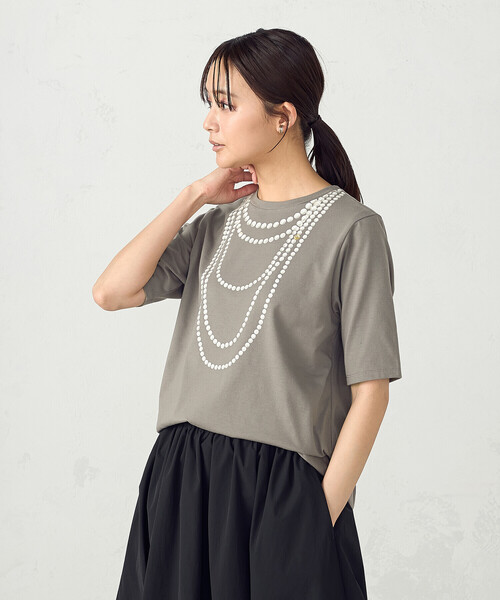 COMME CA ISM（コムサイズム） tシャツ パールネックレスプリント