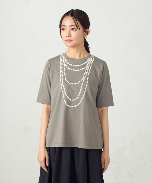 ●ローブドシャンブル コムデギャルソン●パール ネックレス付き Tシャツ ○ローブドシャンブル コムデギャルソン○パール ネックレス付き Tシャツ