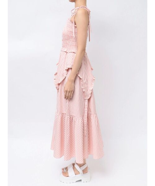Cider ギンガム ティアード シャーリング マキシワンピース GINGHAM SHIRRING GATHER OP/ギンガムシャーリングギャザー