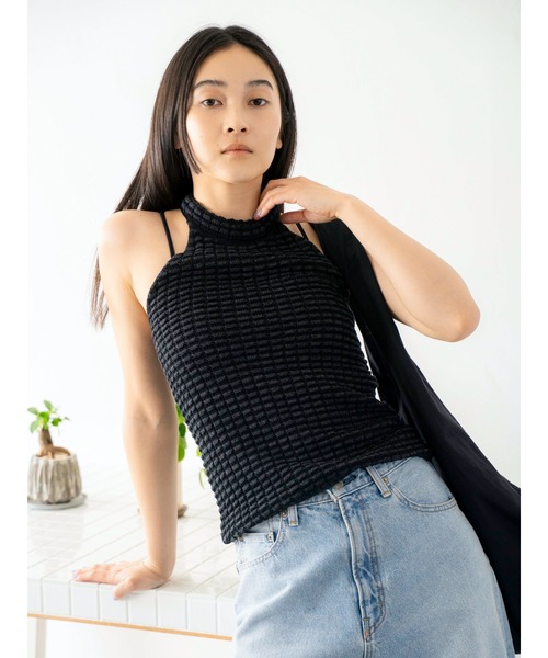 新品タグ付き☆アメリ　ニットタンク　スリットネック アメスリニットタンクトップ【BLACK】 – ELLIE