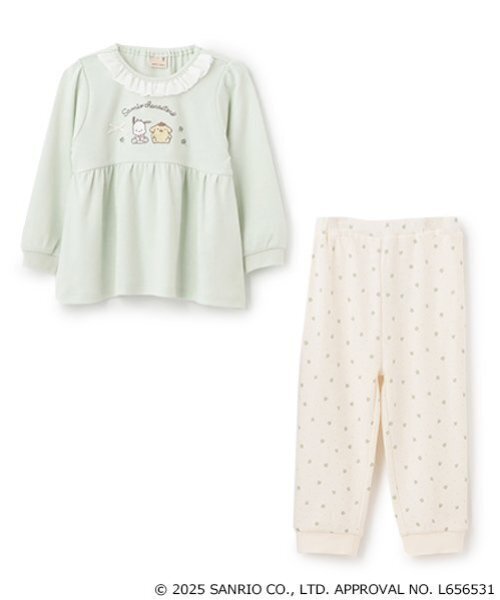 ◆SPAO×サンリオ◆ フリル パジャマ/３カラー SPAO】25SS キッズ サンリオ コラボ フリル半袖パジャマS〜XXL