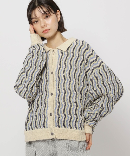 LOUIS FÉRAUD ストライプニットカーディガン　新品未使用♡ シアー ストライプ カーディガン
