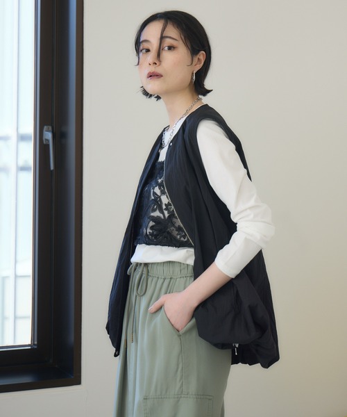 ベスト ジレ Dignite Collier フェザーヤーンペプラムジレ レディース Paradise Picnic ベスト ジレ Dignite Collier フェザーヤーン