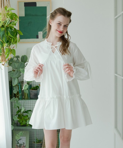 open shoulder ribbon blouse/オフショルリボンブラウス 新品未使用 
