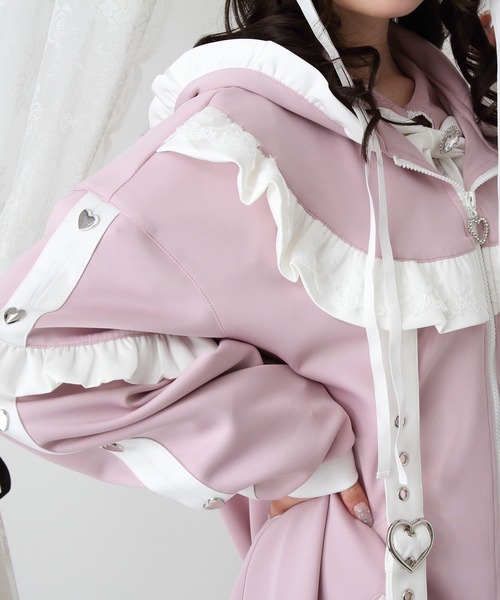 DearMyLove パーカー ジャージフリルパーカーワンピース レディース