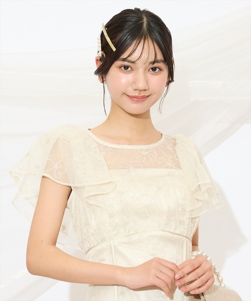 ウィルセレクション ペプラム付きレースワンピース 結婚式ドレス