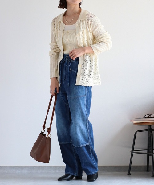 アンサンブル パターンメッシュカーディガン/キャミ2P　579568 Heather（ヘザー）の「ラメニットカーディガン/キャミ2P 116402