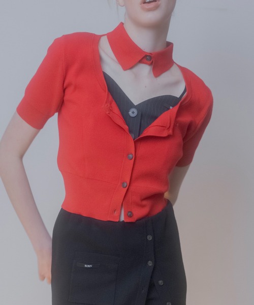 カーディガン Interlock Shirt Collar Half Sleeves Top レディース SORIN カーディガン Interlock Shirt Collar Half Sleeves Top