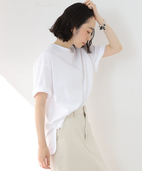 【未使用】ATON SUVIN 60/2 ラウンドヘム Tシャツ ホワイト 02 ATON エイトン ロングスリーブ ラウンドヘムTシャツ 