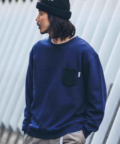 「HARRIS TWEED」 スウェットカットソー MEDIUM ブラウン メンズ_画像4