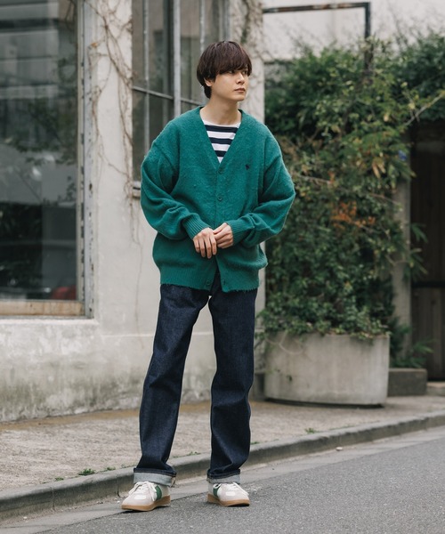 ゆきぷー様ポームカーディガングリーン YUKI SHIMANE | Hand stitched Loose-fit Cardigan - MINT