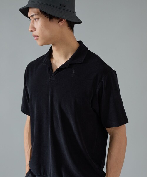 JUN&ROPE' tシャツ 「NOIR」マイクロパイル半袖スキッパーシャツ