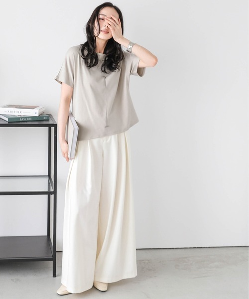 使用少　YORI ラウンドヘム　天笠カットソー　ピンク yori(ヨリ)の「ラウンドヘム天竺カットソー【2022SM】6月下旬