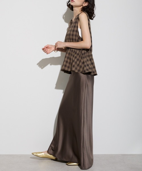 each alchemist ベスト ジレ チェック柄カシュクールペプラムビスチェ