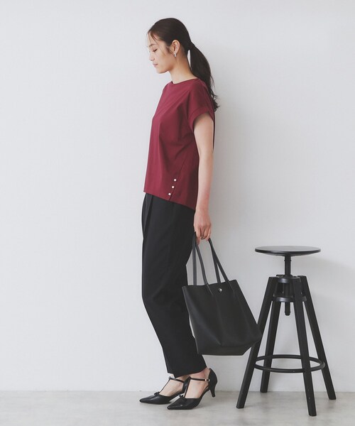 B0313ページ index tシャツ 「S-3Lサイズ」サイドパール調ボタンボクシー