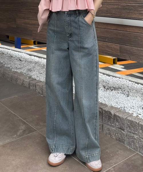 JUNOAH（ジュノア） ジーンズ デニム デニムパンツ バックレースアップ