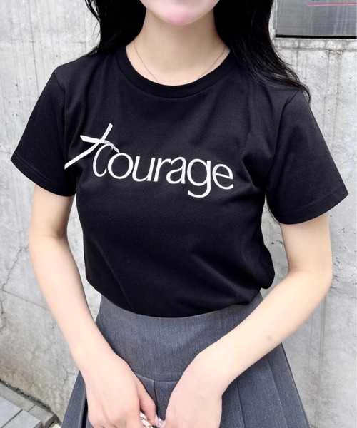 INGNI（イング） tシャツ リボン付ラメ刺繍ロゴTシャツ レディース