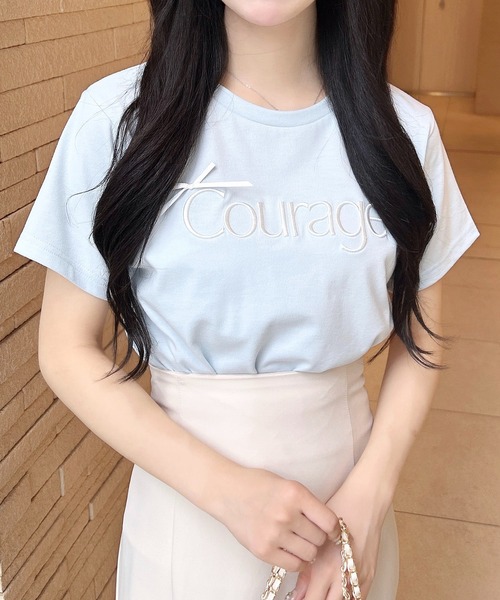 INGNI（イング） tシャツ リボン付ラメ刺繍ロゴTシャツ レディース
